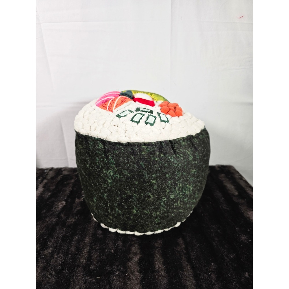 Sushi Roll Plush Pillow Round Food Decorative Cushion Nori Salmon Avocado Roe